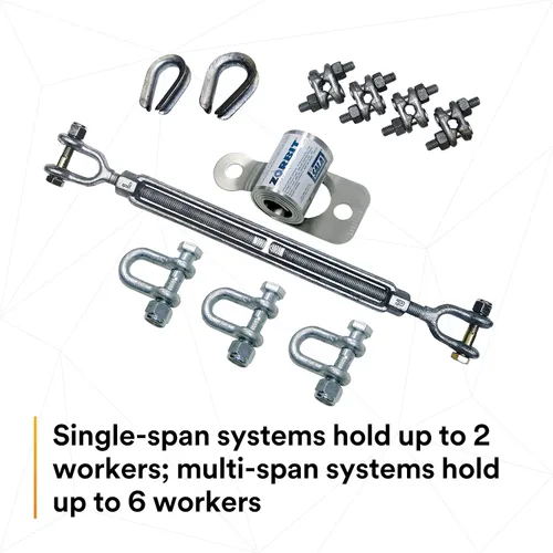Miniatura 7 de 3M DBI-SALA 7401033 Componente Horizontal, Zorbit Absorber Energía con tres grilletes, sujetadores, tensor de tensor, dedales y clips de cable