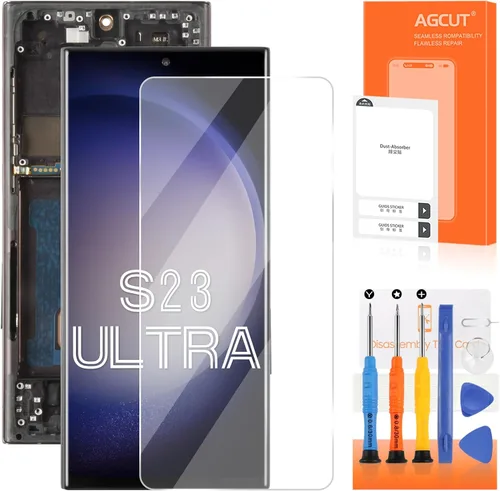 INCELL - Pantalla de repuesto para Samsung Galaxy S23 Ultra LCD S918B SM-S918U LCD digitalizador táctil negro con marco (versión de EE. UU., sin
