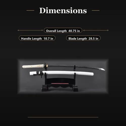 Miniatura 6 de HMS Samurai Katana Sword, Practical, Hand Forged, 1045 Carbon Steel, Heat Tempered/Clay Tempered, Full Tang, Sharp, Scabbard Blanco-dragón-951A