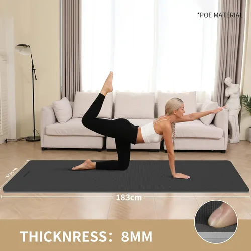 Miniatura 3 de Tapete de yoga extra grueso de 0.315 pulgadas, 72 x 28 pulgadas, tapete de ejercicio antideslizante, reversible de 2 lados de doble