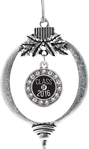 Miniatura 70 de Inspired Silver - Twin One - Adorno festivo de Navidad de plata - Adorno festivo de árbol de Navidad con dije de círculo y circonita cúbica