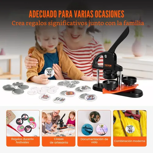 Miniatura 4 de VEVOR - Máquina para hacer botones, 2.25 pulgadas/58mm, con 100 piezas de botones, máquina para hacer botones con libro mágico de pandas, kit
