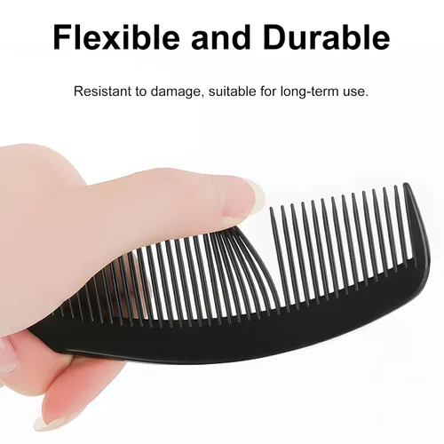 Miniatura 5 de Juego de 10 peines de fibra de carbono negro de alta calidad para mujeres y hombres, peines profesionales de dientes finos y anchos para burlas