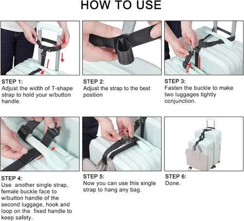 Miniatura 5 de Vigorport Correas de equipaje, correas de conector de equipaje para maletas, añade una bolsa y conecta tus 2 maletas juntas, accesorios de fijación