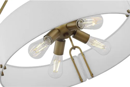 Miniatura 6 de Nuvo Lighting 67691-4 Lámpara colgante de latón natural de tela de lino blanco para interiores (Halter 4LT colgante BRS (60-7691))
