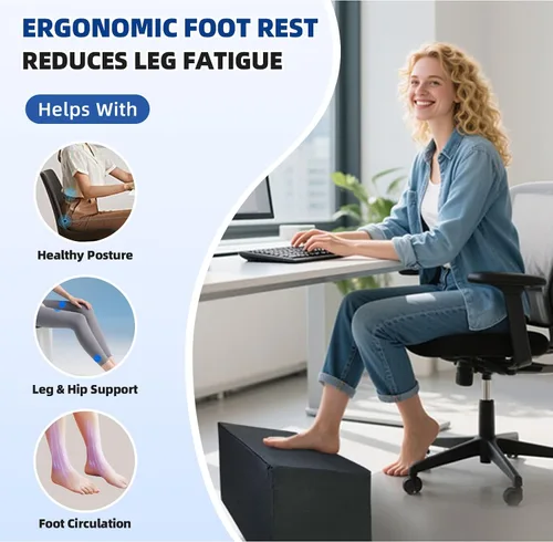 Miniatura 7 de Reposapiés ajustable para debajo del escritorio en el trabajo, taburete ergonómico 3 en 1 con conexión de cremallera, altura ajustable de 6.3