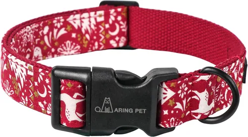 Miniatura 13 de Aring Pet Collar navideño para perro, lindo, ajustable, de algodón, para cachorros, perros pequeños, medianos y grandes, con copos de nieve, rojo Z