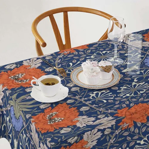 Miniatura 121 de Mantel Floral Retro de Pájaros, Diseño Original Bohemio William Morris Estampado Cubierta de Mesa para Hogar Picnic Fiesta Comedor Cocina William