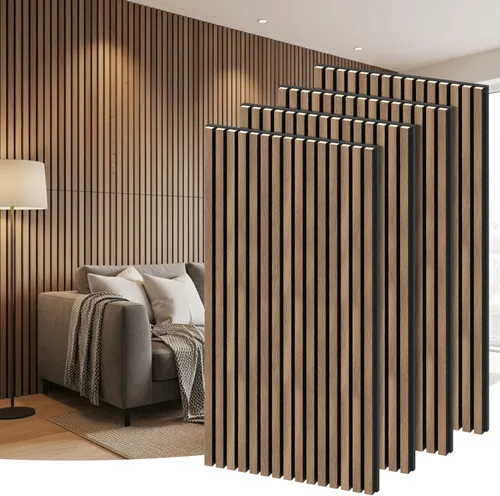Miniatura 13 de RITOLLO Paneles de madera para pared de 4.92 x 7.68 pulgadas, paneles acústicos para decoración de pared interior, panel de pared de listones