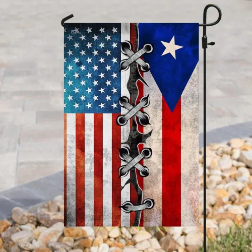 Miniatura 14 de Banderas de Puerto Rico – Bandera estadounidense puertorriqueña – Bandera de jardín de 12 x 18 pulgadas, decoración para exteriores, lona resistente