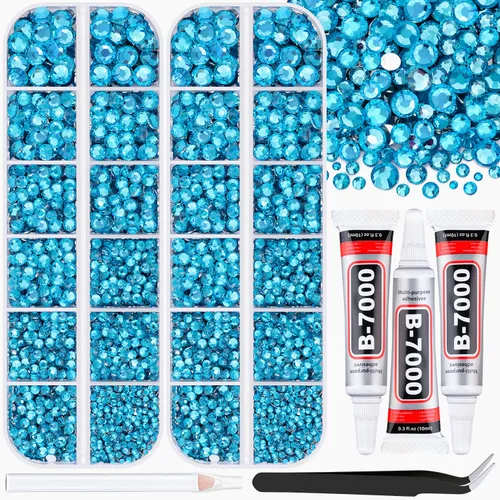 Miniatura 14 de 12000 diamantes de imitación de resina para decorar con brillantes con 3 piezas de pegamento para joyería B7000, 2 cajas de diamantes de imitación