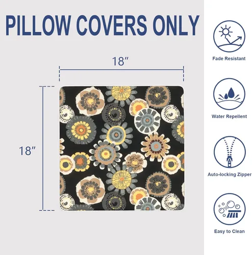 Miniatura 760 de Juego de 2 almohadas para exteriores de 16 x 16 pulgadas, repelentes al agua con interiores, para muebles de patio, hogar, jardín, geometría bohemia