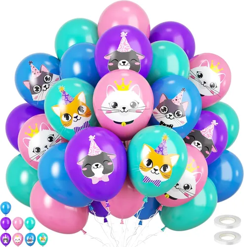 Miniatura 10 de Globos de animales, 60 globos de fiesta de 12 pulgadas, color verde y marrón crema, globos estampados de guepardo de animales para decoración