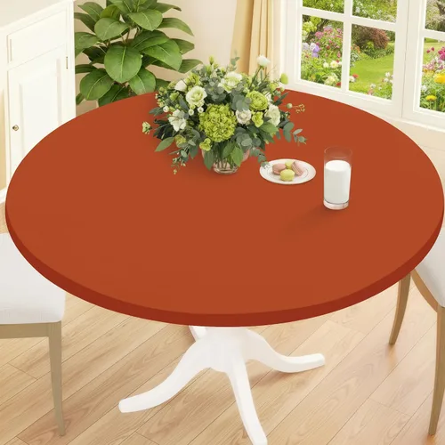 Miniatura 17 de Smiry Mantel Redondo de Spandex, Manteles Elásticos Ajustados Lavables para Mesas de 18"-24", Cubierta de Mesa de Pícnic Elástica Impermeable