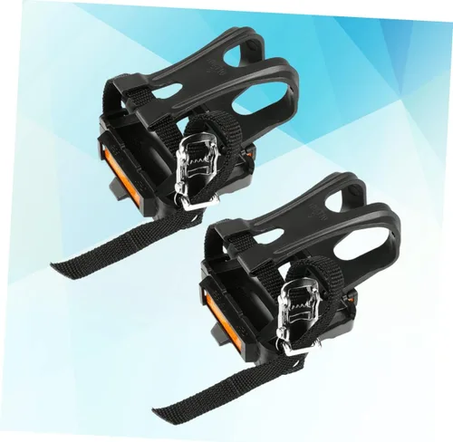 Miniatura 5 de BESPORTBLE Correa para pedal de bicicleta, clip de nailon para el dedo del pie para carretera montaña negro agujero reflectante ajuste pedales