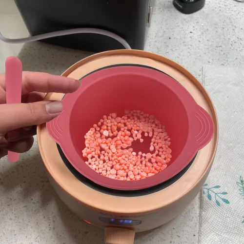 Miniatura 2 de KVZVK Cuenco de Cera de Silicona Antiadherente Recipiente Forro para Depilación con Espátula de Cera (Rosa)