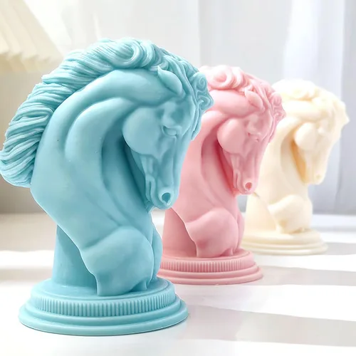 Molde de silicona de cabeza de caballo para fundición de resina, fabricación de velas, decoración de pasteles, suministros de manualidades