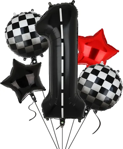 Miniatura 15 de Globos de Cumpleaños de Coche de Carreras Globo de Número de Pista de Carreras de 40 Pulgadas 0 Negro Niños 10mo Cumpleaños Decoración de Fiesta