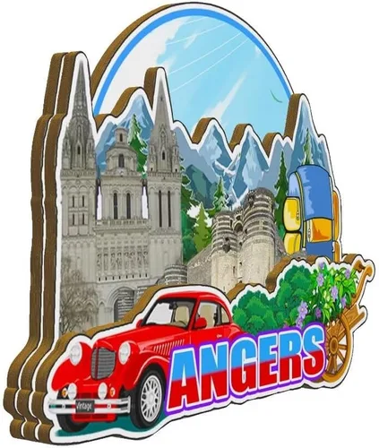 Miniatura 2 de Angers Pays de la Loire - Imán de Francia para nevera de madera 3D, monumentos de viaje, coleccionables, recuerdos, decoración hecha a mano -3947
