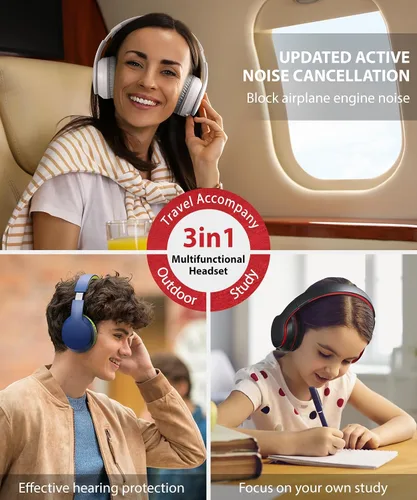 Miniatura 7 de rockpapa E7 Auriculares Inalámbricos Bluetooth Sobre la Oreja con Micrófono, Auriculares Plegables con Cable/Inalámbricos con Micrófono para Niños