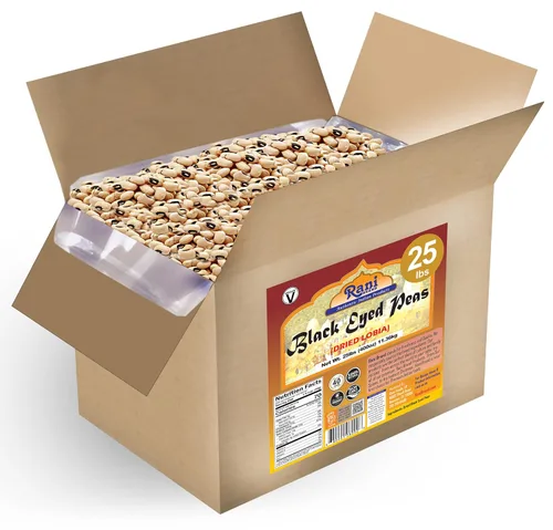 Rani Black Eyed Peas, Guisantes de Carita Secos (Lobhia) 400oz (25lbs) 11.36kg Caja a Granel ~ Completamente Natural | Vegano | Kosher | Apto para
