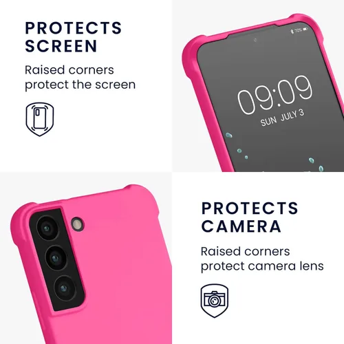 Miniatura 4 de KIOMY Funda para Samsung Galaxy S22+ 5G a prueba de golpes con esquinas de bolsas de aire para S22 Plus brillante y vibrante color sólido neón rosa