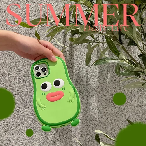 Miniatura 2 de Funda 3D de hombre aguacate para iPhone 13/iPhone 14 de 6.1 pulgadas, diseño de dibujos animados de lindo personaje Kawaii divertido