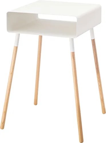 Miniatura 10 de YAMAZAKI Home Mesa auxiliar lisa con estante de almacenamiento abierto, acento rectangular que ahorra espacio, sala de estar, dormitorio, sofá, mesa