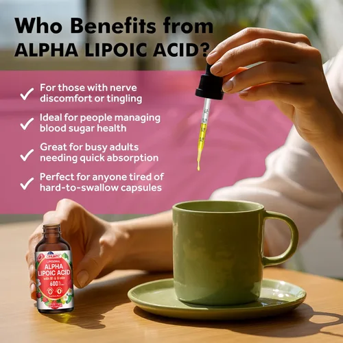 Miniatura 7 de CFILIHTC Gotas de ácido alfa lipoico liposomal de 600 mg - Suplemento líquido de ácido alfa lipoico con biotina y vitamina B1 - Apoya antioxidante