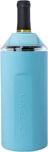 Vinglacé Enfriador de Botella de Vino - Aislador de Champán Portátil - Funda de Enfriador de Vino de Acero Inoxidable - Mantiene el Vino Frío (Azul
