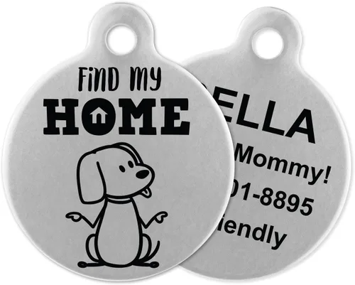 Miniatura 11 de If It Barks - Etiquetas de identificación de mascotas grabadas para perros - Etiquetas de identificación personalizadas de acero inoxidable - Estoy
