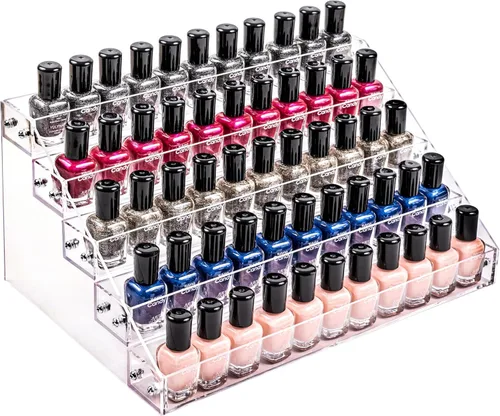 Miniatura 10 de Soporte de estante de 3 capas de acrílico transparente para organizador de esmalte de uñas, almacenamiento de aceite esencial, gafas de sol