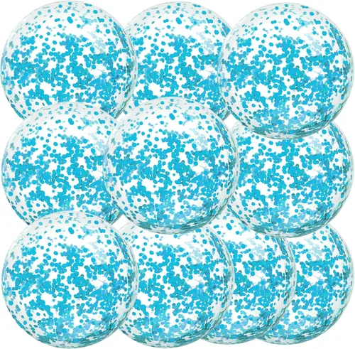 Miniatura 14 de Civaner 10 bolas inflables de playa con purpurina de 16 pulgadas, bola grande de confeti brillante para piscina, globo inflable transparente