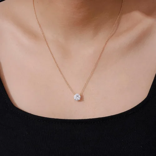 Miniatura 3 de Tienda Collection Sterling Silver Solitaire Pendant Necklace with Round Cut Infinite Elements Cubic Zirconia Round Solitaire Pendant