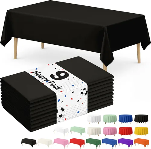 Miniatura 31 de Fixwal Mantel de plástico negro desechable de 54 x 108 pulgadas, mantel rectangular impermeable, paquete de 5 para graduación, decoración de fiesta