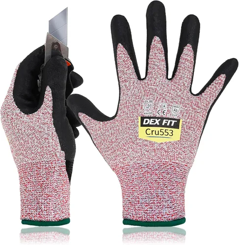 Miniatura 18 de DEX FIT Guantes resistentes a cortes nivel 5 Cru553, ajuste elástico cómodo 3D, agarre de potencia, grado profesional, delgados, compatibles