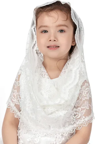 Miniatura 4 de PAMOR Infinity First Comunion Veils for Girls Lace Chapel Veil Mantilla Veils Latin Miss Church Velo para Bautismo Católico