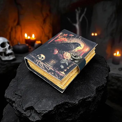Miniatura 12 de Libro de hechizos en blanco de sombras, diario de grimorio, diseño de gato mágico, suministros de brujería, cuaderno Wiccan hecho a mano, vintage