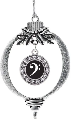 Miniatura 205 de Inspired Silver - Bonita bandera estadounidense - Adorno de Navidad plateado - Adorno de árbol de Navidad con dije circular con circonita cúbica