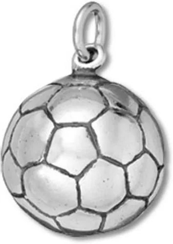Charm de plata de ley 1/2 pelota de fútbol para equipo Artículo #9398, Plata esterlina, No es una piedra preciosa