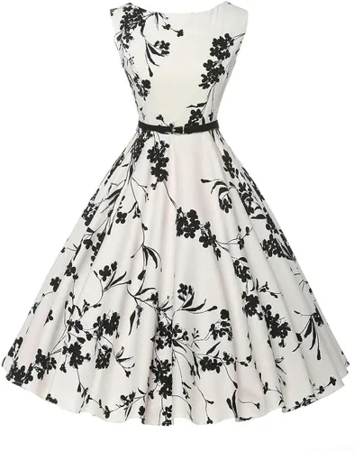 Miniatura 2 de GRACE KARIN - Vestido vintage sin mangas con escote barco y cinturón, para tardes de té