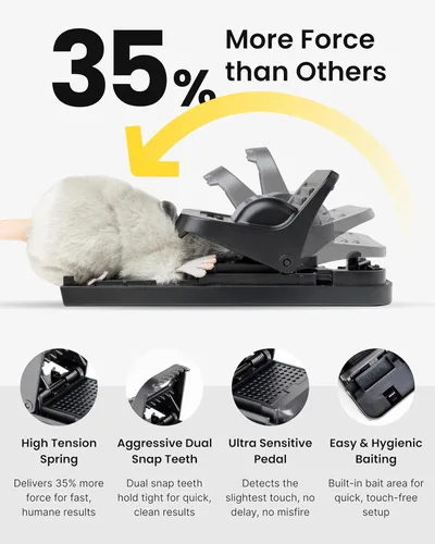 Miniatura 2 de OWLTRA Trampa para ratas de plástico extra grande para interiores y exteriores, 2 unidades, trampa instantánea para matar roedores con entrada