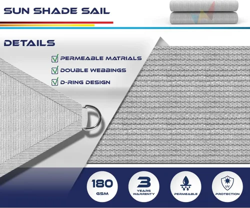 Miniatura 3 de Windscreen4less Toldo tipo vela triangular de 2 x 2 x 2 pies, para exteriores, bloqueo UV, para patio trasero, porche, pérgola, terraza, jardín Gris