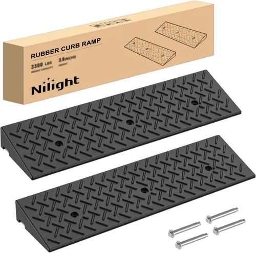 Miniatura 8 de Nilight Rampas de Bordillo de Elevación de 1.6", Rampa de Umbral de Entrada de Goma Resistente para Aceras, Automóviles, Cortacésped, Sillas