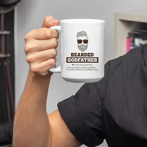 Miniatura 3 de Panvola Taza con definición de padrino barbudo, regalo de ahijado, ahijado, ahijada, bautizo, bautismo, día del padre, apreciación de la barba