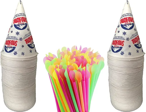 Miniatura 4 de Concession Essentials Cuchara de cono de nieve sin envolver de 8 pulgadas, varios colores brillantes, paquete de 400 unidades.