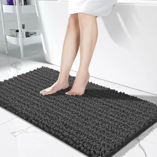 Miniatura 21 de Yimobra Alfombras de Baño Antideslizantes Lavables - Alfombra de Baño de Chenilla Ultra Suave Absorbente, Alfombra Peluda de Secado Rápido para Negro