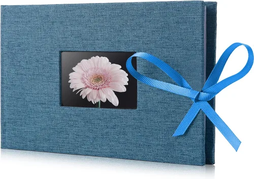 Miniatura 13 de Álbum de fotos pequeño 4x6, álbum de fotos de Fabmaker con capacidad para 24 fotos horizontales, libro de fotos con cubierta de tela de lino