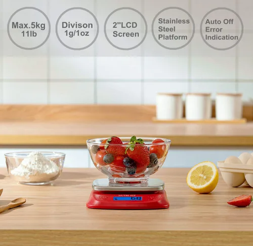 Miniatura 2 de NUTRI FIT Báscula digital ultradelgada para cocina, 0.03 oz (1 g), medida de incremento en lb oz ml, peso de alta precisión en gramos y onzas