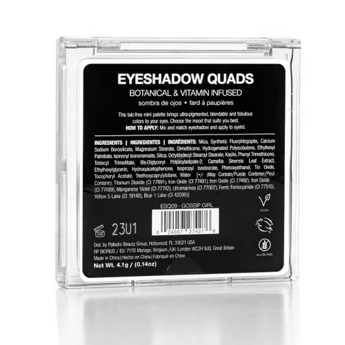 Miniatura 10 de Palladio Cuartetos de Sombras de Ojos, Mate Aterciopelado Pigmentado Difuminable, Acabados Metálicos y Brillantes, Fórmula Cremosa, Paleta de Gossip